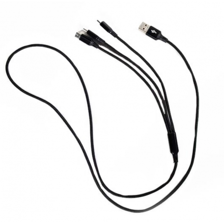 Cable USB 3 en 1 - Type C / Micro Usb / Lightning 125 cm 2.8A