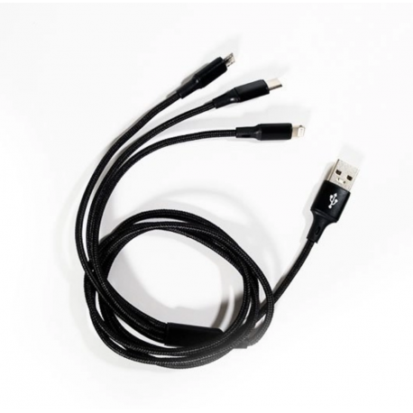 Cable USB 3 en 1 - Type C / Micro Usb / Lightning 125 cm 2.8A