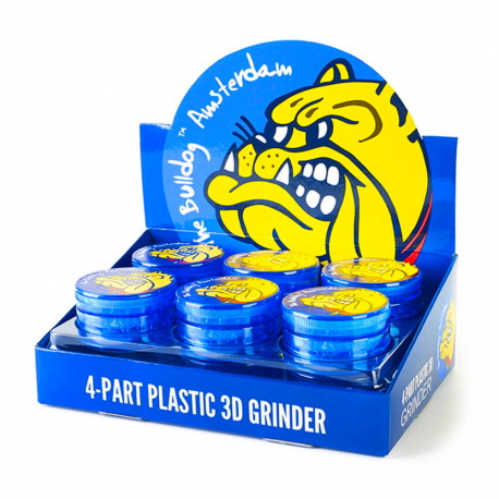 The Bulldog Original 3D Touch Grinder Plastique Bleu 4 Parties – 60mm