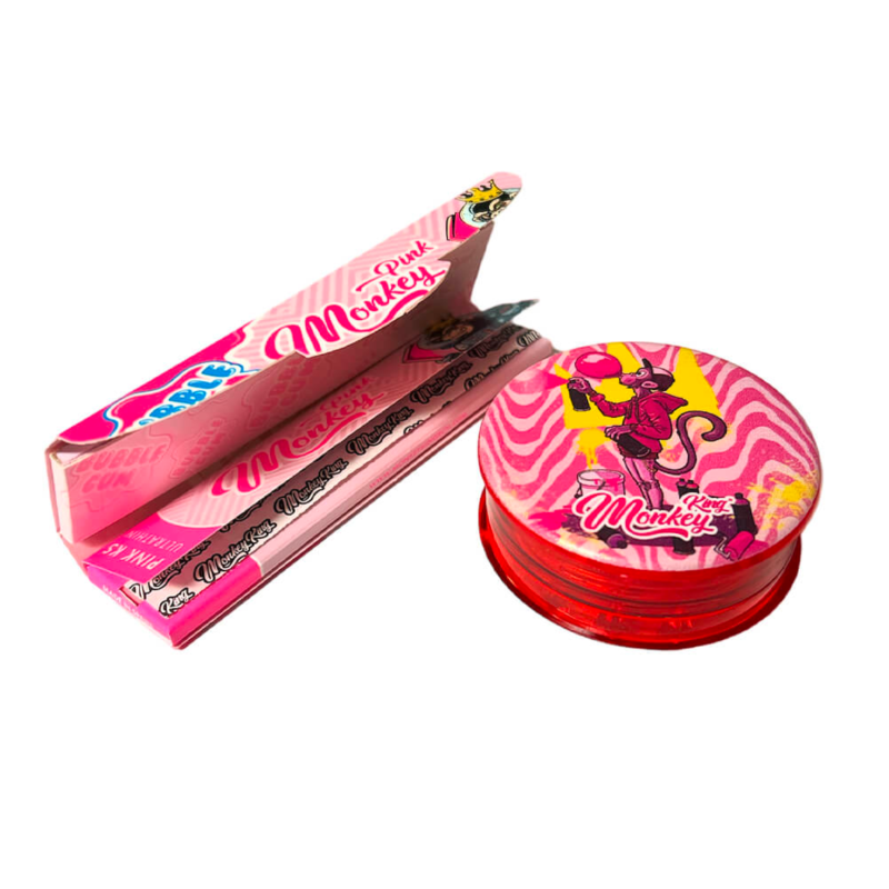 Lot Grinder Bubblegum avec Papiers à Rouler et Filtres / Monkey King