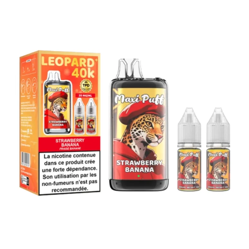 Maxi Puff Leopard+ 40K 1100mAh 20ml – Strawberry Banana