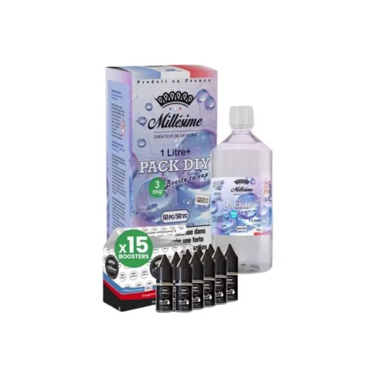 Pack DIY Base 1 Litre 6mg 50/50 Millésime | Base Nicotinée Française