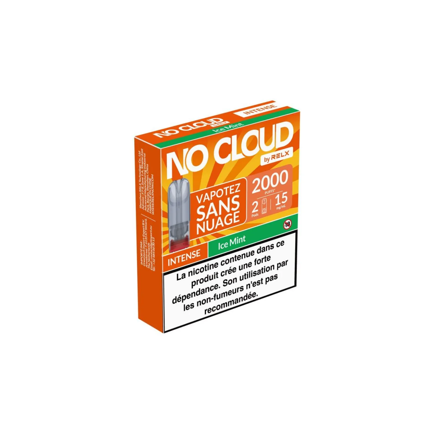 2x Cartouches No Cloud Intense 15mg / RELX