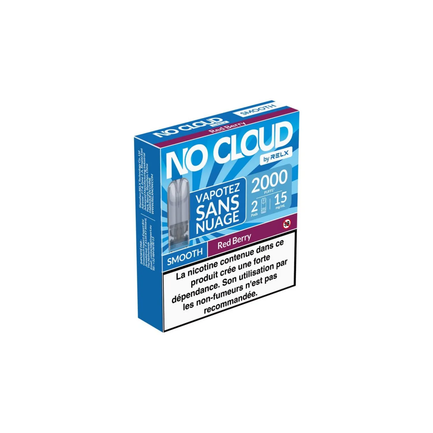 2x Cartouches No Cloud Smooth 15mg / RELX