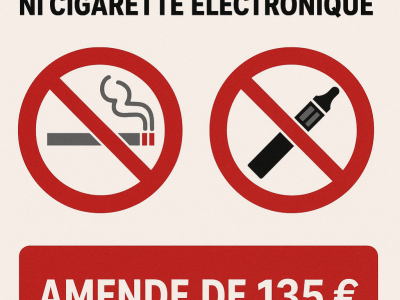 Vapotage, espaces sans tabac, amendes de 135e